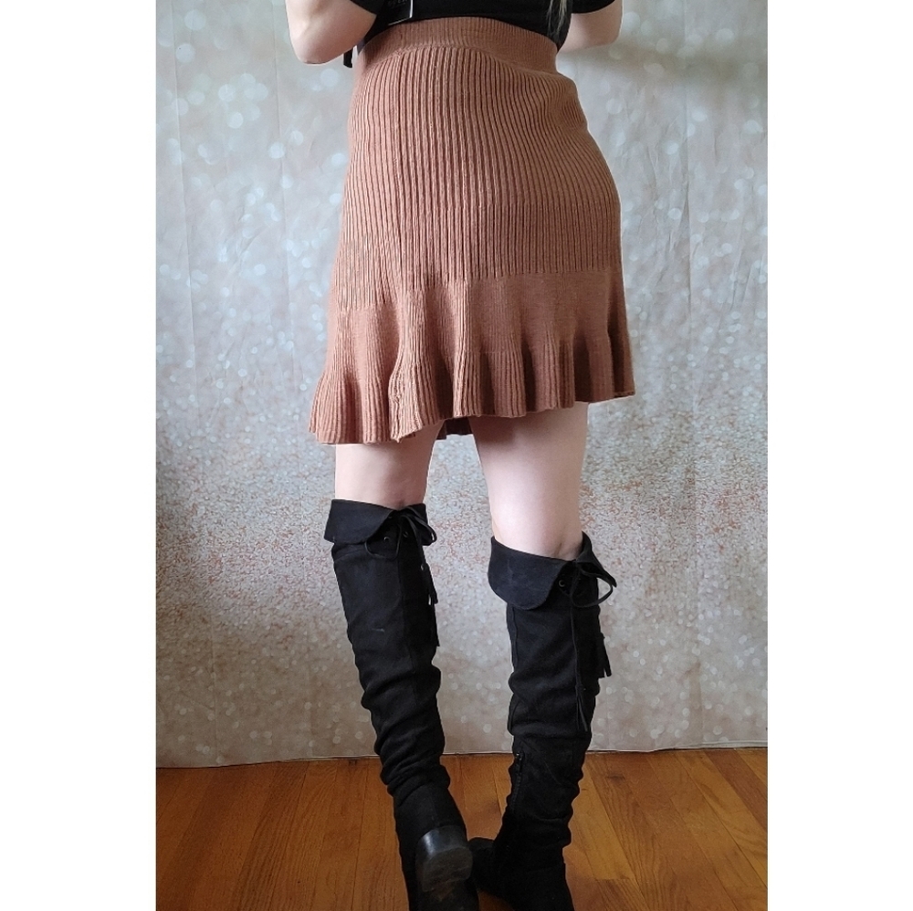 Free People Solid Gold Ribbed Skirt - Picture 7 of 12